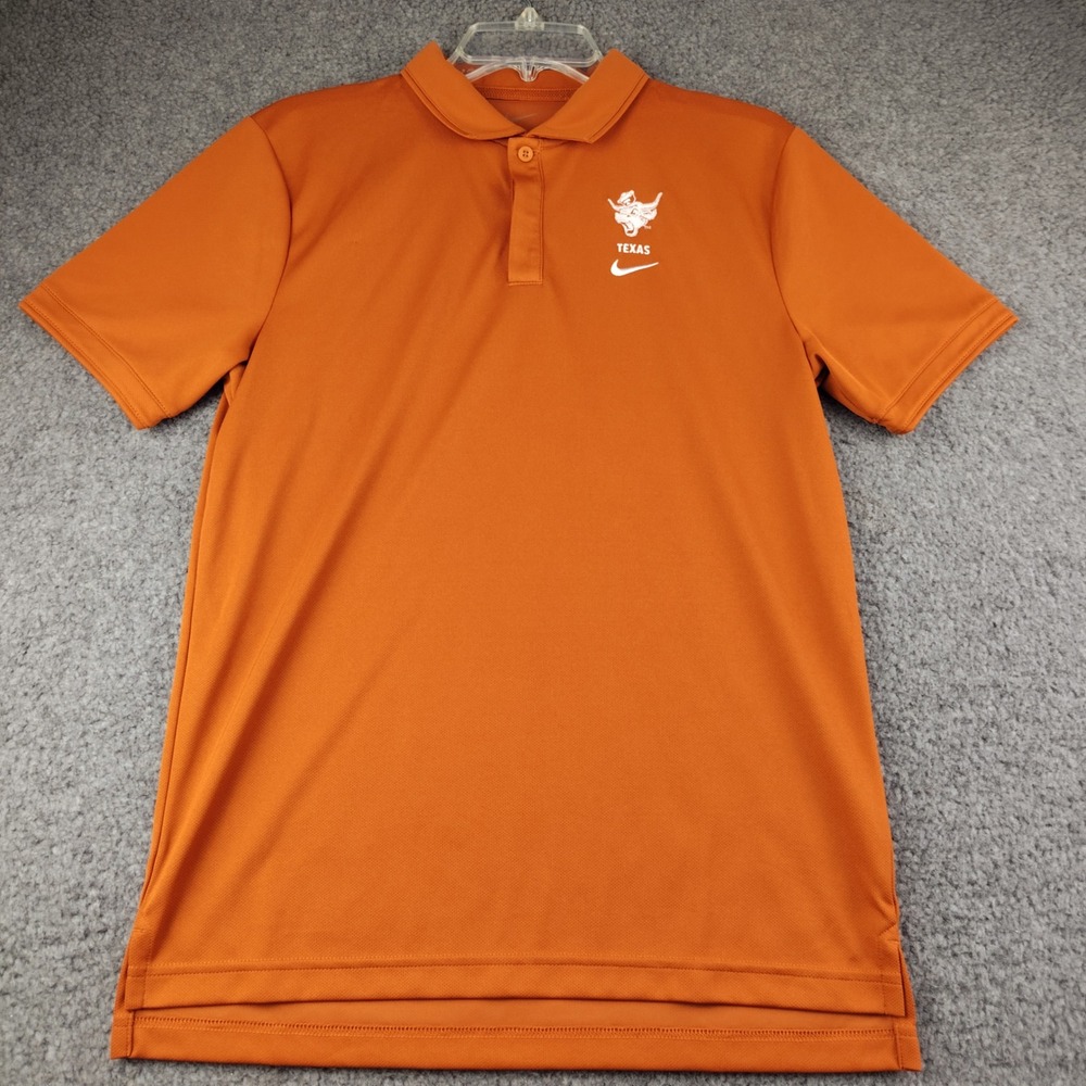 Nike Polo Mens Small Texas Longhorns Dri-FIT Burnt Orange Short Sleeve